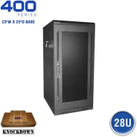 Quest Manufacturing Floor Enclosure Server Cabinet, Acrylic Door, 28U, 4' x 23"W x 23"D, Black