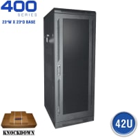 Quest Manufacturing Floor Enclosure Server Cabinet, Acrylic Door, 42U, 6' x 23"W x 23"D, Black