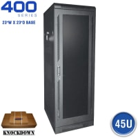 Quest Manufacturing Floor Enclosure Server Cabinet, Acrylic Door, 45U, 7' x 23"W x 23"D, Black