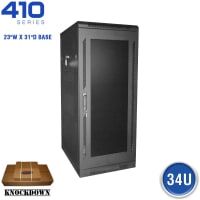 Quest Manufacturing Floor Enclosure Server Cabinet, Acrylic Door, 34U, 5' x 23"W x 31"D, Black