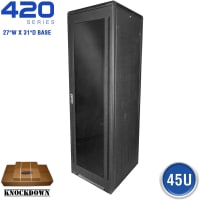 Quest Manufacturing Floor Enclosure Server Cabinet, Acrylic Door, 45U, 7' x 27"W x 31"D, Black