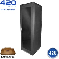 Quest Manufacturing Floor Enclosure Server Cabinet, Acrylic Door, 42U, 6' x 27"W x 31"D, Black