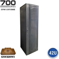 Quest Manufacturing Floor Enclosure Server Cabinet, Vented Mesh Door, 42U, 6' x 23"W x 23"D, Blac