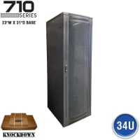 Quest Manufacturing Floor Enclosure Server Cabinet, Vented Mesh Door, 34U, 5' x 23"W x 31"D, Blac