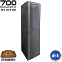 Quest Manufacturing Floor Enclosure Server Cabinet, Vented Mesh Door, 45U, 7' x 23"W x 23"D, Blac