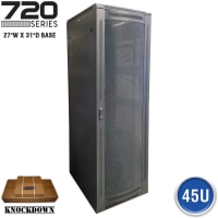 Quest Manufacturing Floor Enclosure Server Cabinet, Vented Mesh Door, 45U, 7' x 27"W x 31"D, Blac