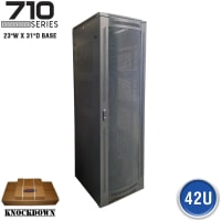 Quest Manufacturing Floor Enclosure Server Cabinet, Vented Mesh Door, 42U, 6' x 23"W x 31"D, Blac