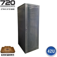 Quest Manufacturing Floor Enclosure Server Cabinet, Vented Mesh Door, 42U, 6' x 27"W x 31"D, Blac