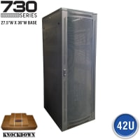 Quest Manufacturing Floor Enclosure Server Cabinet, Vented Mesh Door, 42U, 6' x 27"W x 34"D, Blac