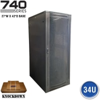 Quest Manufacturing Floor Enclosure Server Cabinet, Vented Mesh Door, 34U, 5' x 27"W x 42"D, Blac