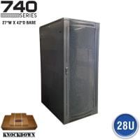 Quest Manufacturing Floor Enclosure Server Cabinet, Vented Mesh Door, 28U, 4' x 27"W x 42"D, Blac