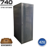 Quest Manufacturing Floor Enclosure Server Cabinet, Vented Mesh Door, 42U, 6' x 27"W x 42"D, Blac