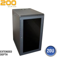 Quest Manufacturing Deep Wall Enclosure, Front/Side Access, 20U, 39"H x 21"W x 28"D, Black