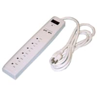 Quest Technology International, Inc. 6-OUTLET SURGE STRIP W/2-USB, 6FT CORD, 15A/125VAC, 900J, WHITE, ETL