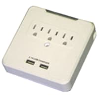 Quest Technology International, Inc. 3-OUTLET WALL SURGE TAP W/2-USB & CELL HOLDER, 15A/125VAC, 900J, WHITE, ETL