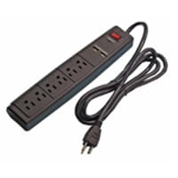 Quest Technology International, Inc. 6-OUTLET SURGE STRIP W/2-USB, 6FT CORD, 15A/125VAC, 900J, BLACK, ETL