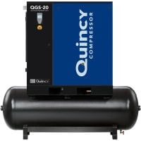 Quincy Compressor Air Compressor, QGS 20-HP, 132 Gallon Tank Mounted Rotary Screw Triv/3/60