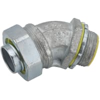 RACO Cable Gland, NPT 1/2 in, Clamping 0.5 in, 45 Deg, Metallic, Commercial Series