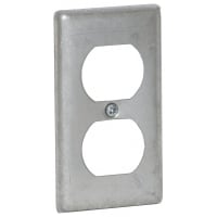 RACO Handy Box Cover, Duplex Receptacle, 4 in x 2 in, Steel, Gray