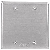 Red Dot by ABB Two Gang Weatherproof Receptacle Cover, Silver, Blank, Device Mount