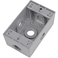 Red Dot by ABB Single Gang Universal Weatherproof Box, Hub Size 1/2", Silver, Aluminum