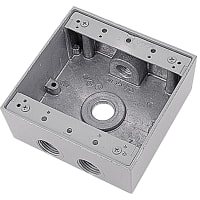 Red Dot by ABB Two Gang Weatherproof Box, 3/4" Hub, Silver Alum, 4 Outlets