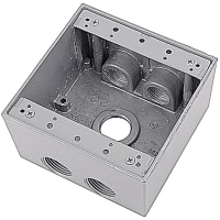 Red Dot by ABB Two Gang Weatherproof Box, 3/4" Hub, Silver Alum, 5 Outlets