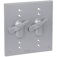 Red Dot by ABB Two Gang Weatherproof Receptacle Cover, Silver, Alum, Double Switches, Cover