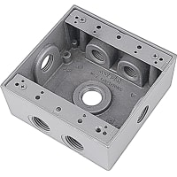 Red Dot by ABB Two Gang Weatherproof Box, 1/2" Hub, Silver Alum, 7 Outlets