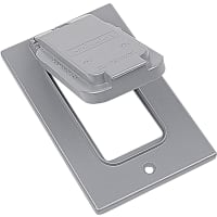 Red Dot by ABB Single Gang Weatherproof Receptacle Cover, Silver, Aluminum