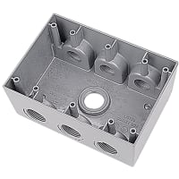 Red Dot by ABB Three Gang Deep Universal Weatherproof Box, 3/4", Silver, Alum 7 Outlets