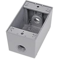 Red Dot by ABB Single Gang Deep Universal Weatherproof Box, Hub Size 3/4", Silver, Aluminum