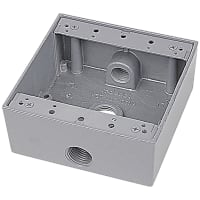 Red Dot by ABB Two Gang Universal Weatherproof Box, 1/2", Aluminum, 3 Outlets, Top, Bottom