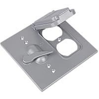 Red Dot by ABB Two Gang Weatherproof Receptacle Cover, Silver, Alum, 1 Switch/1 Duplex Recpt