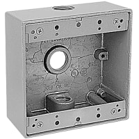 Red Dot by ABB Two Gang Weatherproof Box, 3/4" Hub, Silver Alum, 3 Outlets