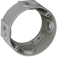 Red Dot by ABB Round Extension Ring, 4-1/8"Dia., 1-5/8"D, Hub Size 1/2", Gray, Alum 4 Outle