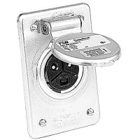 Russellstoll by ABB Ever-Lok 15Amp Female Receptacle only w/Flap Cover, 2 Pole 3 Wire, 600V