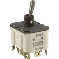 Safran Electrical & Power Switch, Toggle, 4 Pole, ON-NONE-ON, 15A, 115VAC, IP68 Sealed, Screw Terminal