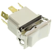 Safran Electrical & Power Rocker Switch, Sealed, 2P, (ON)-OFF-(ON), Serrated White Actuator, 115VAC, 8A, Spade