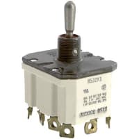 Safran Electrical & Power Switch, Toggle, 4 Pole, ON-OFF-ON, 15A, 115VAC, IP68 Sealed, Screw Terminal