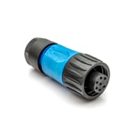 Amphenol Tuchel Industrial Circular Plastic Female Cable Connector 6+Gnd Silver Plated Solder Blue