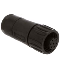 Amphenol Tuchel Industrial Circular Plastic Female Cable Connector, 6+Gnd crimp socket cont Black