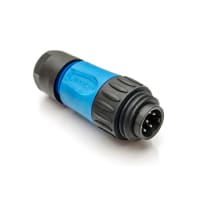 Amphenol Tuchel Industrial Circular Plastic Male Cable Connector 6+Gnd Silver Plated Solder Blue