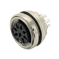 Amphenol Tuchel Industrial Connector, Receptacle, Round, 12, Solder, 0.484 in., IEC Approved