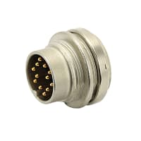 Amphenol Tuchel Industrial connector, circ din, male panel recept, front mt, 5 din silver pltd pin cont, ip67