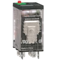 Schneider Electric/Legacy Relays Power Relay, DPDT, 15A, Ctrl-V 120VAC, Vol-Rtg 300VAC, QC Tabs, 782 Power Series