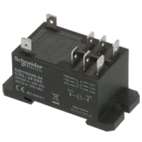 Schneider Electric/Legacy Relays Relay, E-Mech, Power, DPDT, Ctrl-V 24DC, 30A-NO, 3A-NC, 300V, Panel Mnt, QC Term