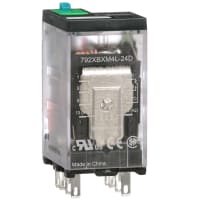 Schneider Electric/Legacy Relays Relay DPDT, 24 VDC, 12A, 300 V, Socket Mount, Blade Terminal, 792 Control Series