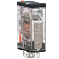 Schneider Electric/Legacy Relays Relay, Miniature, SPDT, 15 Amp, 24 VAC, Solder/Plug-In, Full Featured