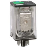 Schneider Electric/Legacy Relays Relay, E-Mech, DPDT, Ctrl-V 24DC, 10A, 250VAC, Socket Mount, Octal, 8 Pin, LED, 750 Series